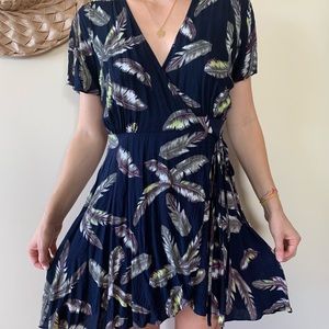 Tropical wrap mini dress